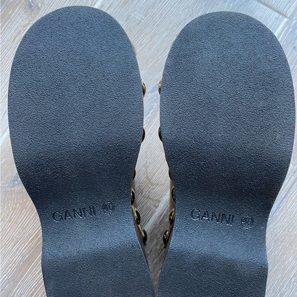 Ganni Brown Open Toe Studded Clog - Leather - Picture 6 of 13